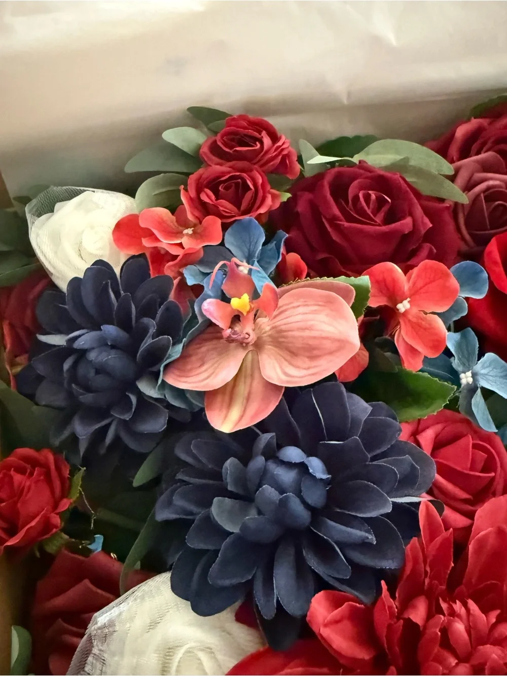 Red and Navy Wedding Arch Drapery - Home Accents